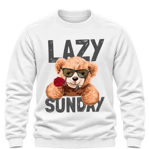 Мече Lazy Sunday върху Блуза — Бяло