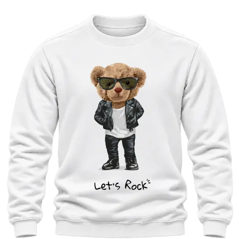 Мече Lets Rock върху Блуза — Бяло