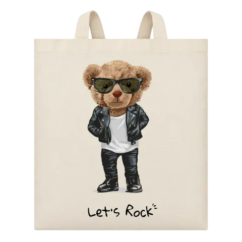Мече Lets Rock върху Чанта — Бежово