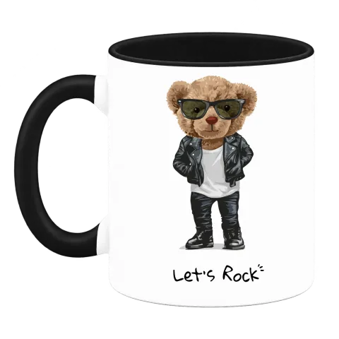 Мече Lets Rock върху Чаша — Черна