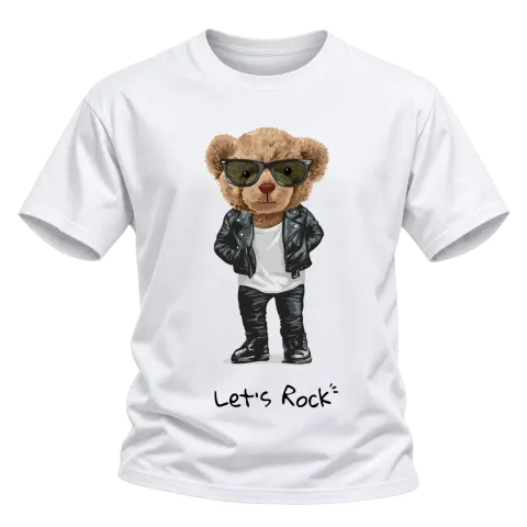 Мече Lets Rock върху Тениска — Бяло