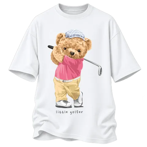 Мече little golfer върху Овърсайз — Бяло