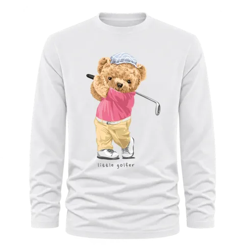 Мече little golfer върху Тениска с дълъг ръкав — Бяло