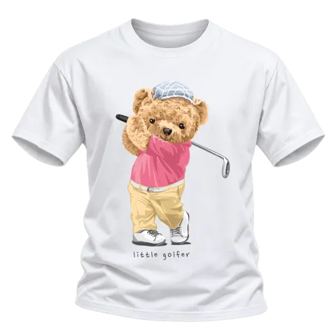 Мече little golfer върху Тениска — Бяло