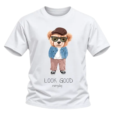 Мече Look Good върху Тениска — Бяло