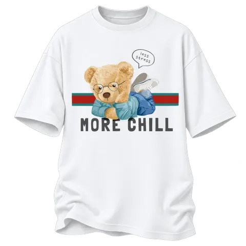 Мече More Chill върху Овърсайз — Бяло
