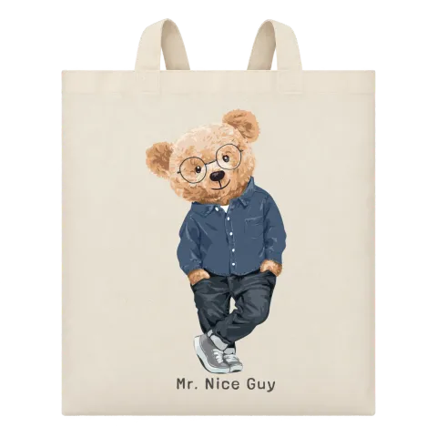 Мече Mr. Nice Guy върху Чанта — Бежово