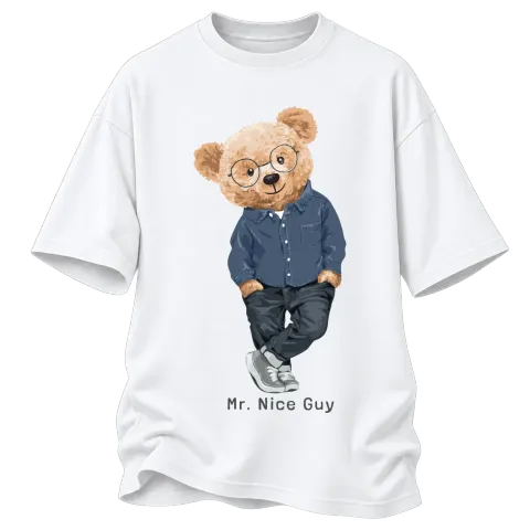 Мече Mr. Nice Guy върху Овърсайз — Бяло