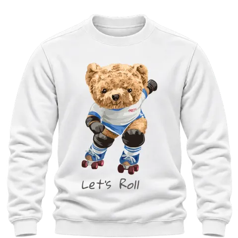 Мече на ролери Let's Roll върху Блуза — Бяло
