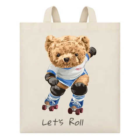 Мече на ролери Let's Roll върху Чанта — Бежово