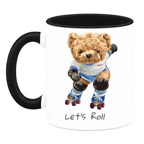 Мече на ролери Let's Roll върху Чаша — Черна