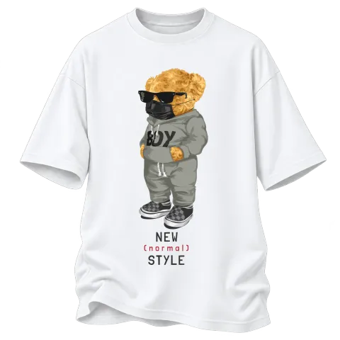 Мече NEW "normal" STYLE върху Овърсайз — Бяло