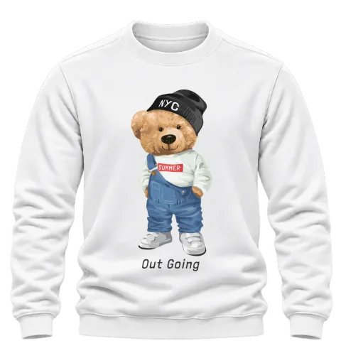 Мече Out Going върху Блуза — Бяло