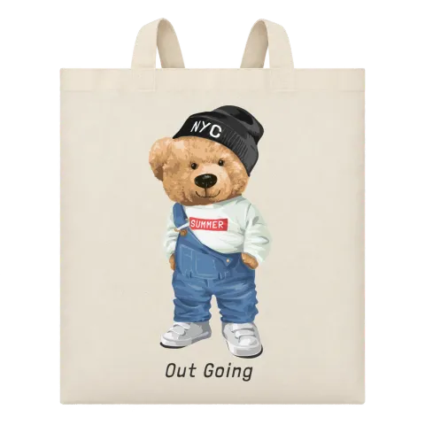 Мече Out Going върху Чанта — Бежово