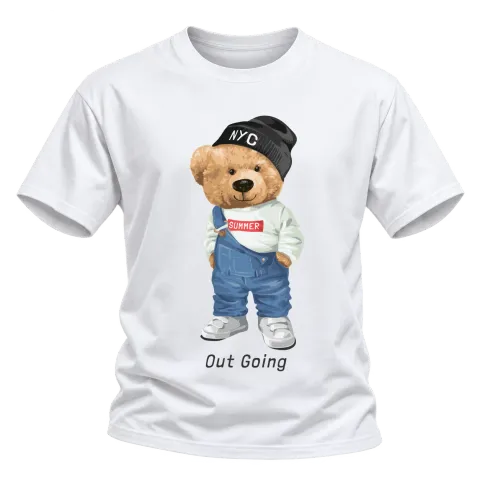 Мече Out Going върху Тениска — Бяло
