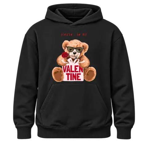 Мече please be my Valentine върху Худи — Черно