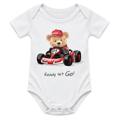 Мече Ready Set Go върху Боди — Бяло
