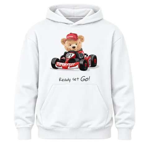 Мече Ready Set Go върху Худи — Бяло