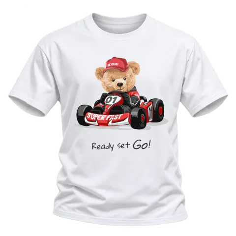 Мече Ready Set Go върху Тениска — Бяло