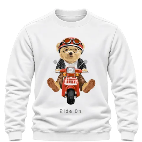 Мече Ride On върху Блуза — Бяло