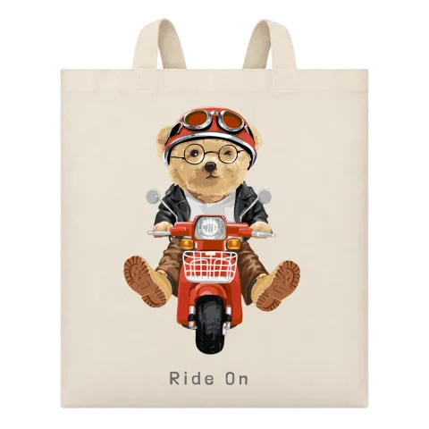 Мече Ride On върху Чанта — Бежово