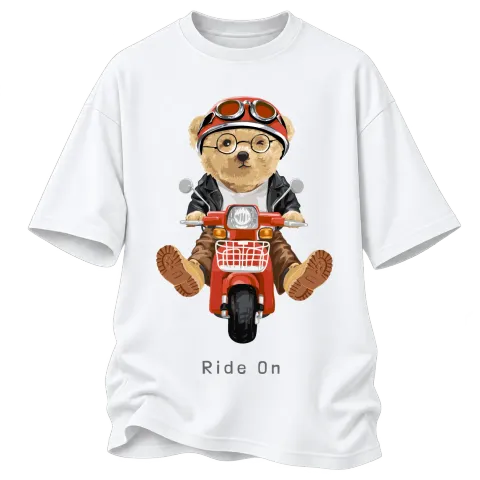 Мече Ride On върху Овърсайз — Бяло