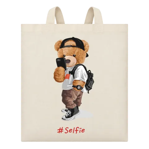 Мече selfie върху Чанта — Бежово