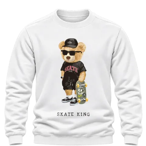 Мече Skate King върху Блуза — Бяло