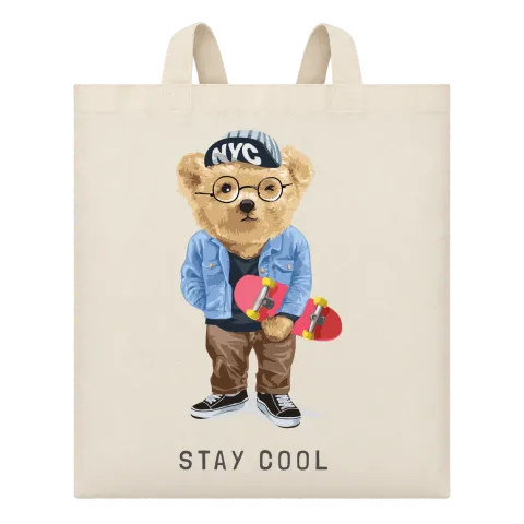 Мече скейтър Stay Cool върху Чанта — Бежово