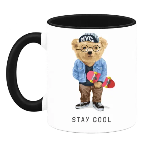 Мече скейтър Stay Cool върху Чаша — Черна