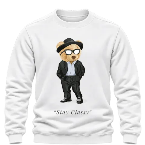 Мече Stay Classy върху Блуза — Бяло