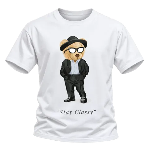 Мече Stay Classy върху Тениска — Бяло