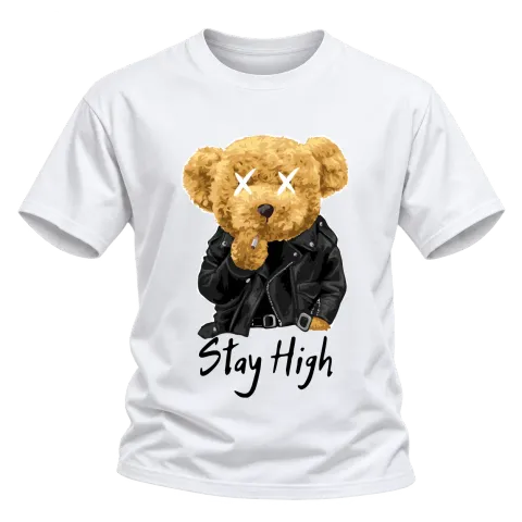 Мече Stay High върху Тениска — Бяло