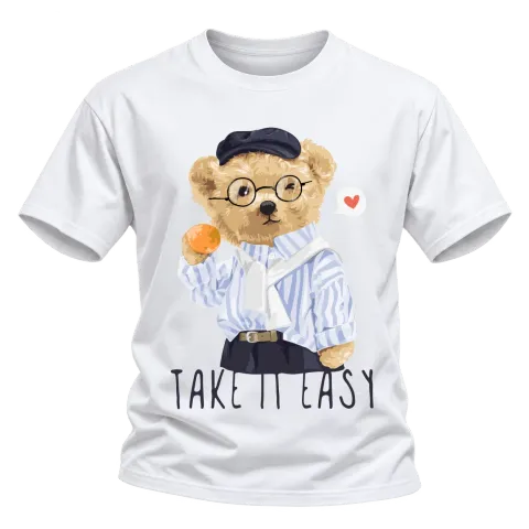 Мече Take It Easy върху Тениска — Бяло