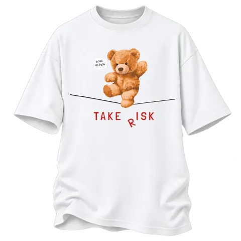 Мече Take Risk върху Овърсайз — Бяло