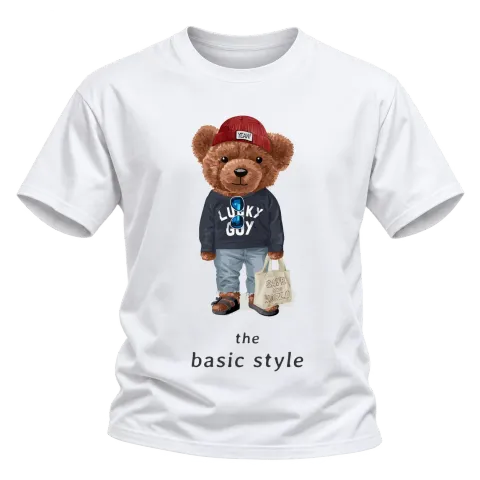 Мече the basic style върху Тениска — Бяло