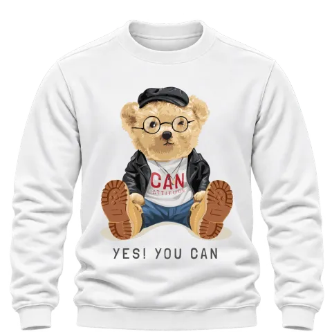 Мече Yes You Can върху Блуза — Бяло