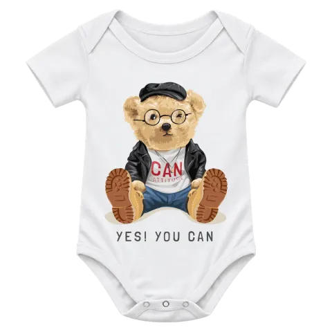 Мече Yes You Can върху Боди — Бяло