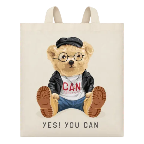 Мече Yes You Can върху Чанта — Бежово