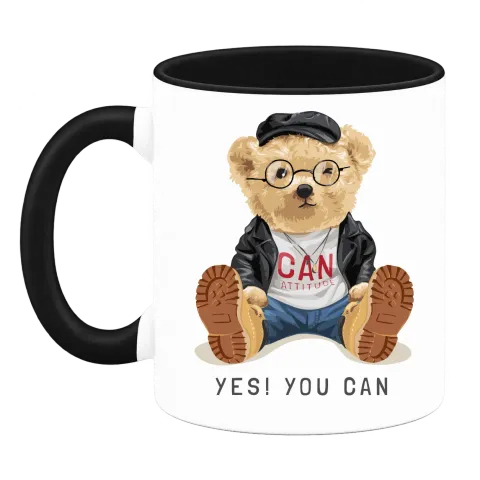 Мече Yes You Can върху Чаша — Черна