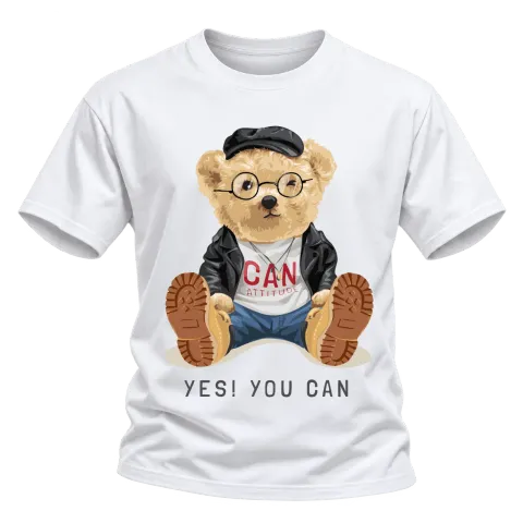Мече Yes You Can върху Тениска — Бяло