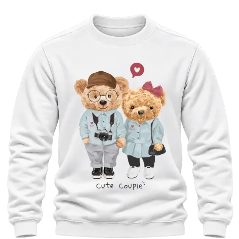 Мечета Cute Couple върху Блуза — Бяло