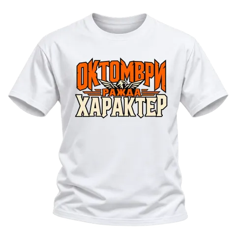 Октомври ражда характер върху Тениска — Бяло