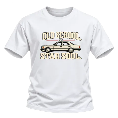 Old School Mercedes Star Soul върху Тениска — Бяло