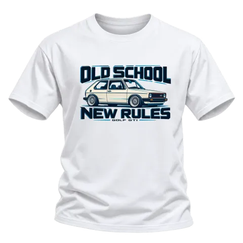 Old School New Rules Golf GTI върху Тениска — Бяло
