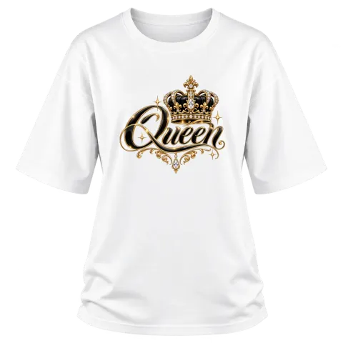 Queen с корона върху Овърсайз — Бяло