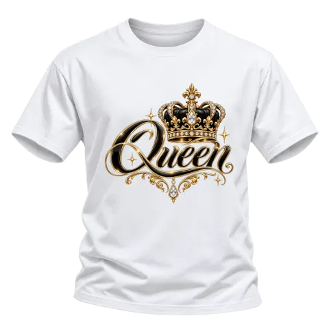 Queen с корона върху Тениска — Бяло