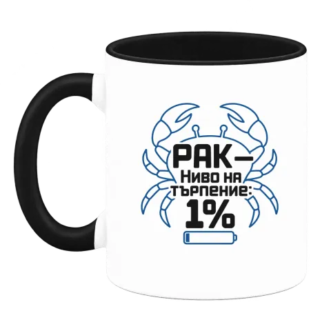Рак с ниво на търпение 1% върху Чаша — Черна