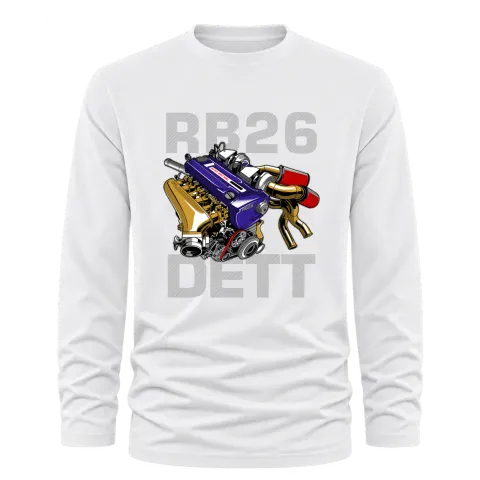 RB26 Built върху Тениска с дълъг ръкав — Бяло