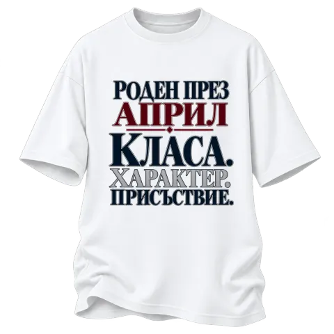 Роден през Април с класа върху Овърсайз — Бяло